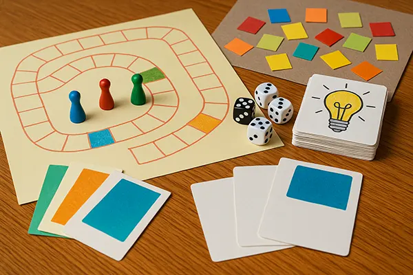 Pions et cartes faits main
